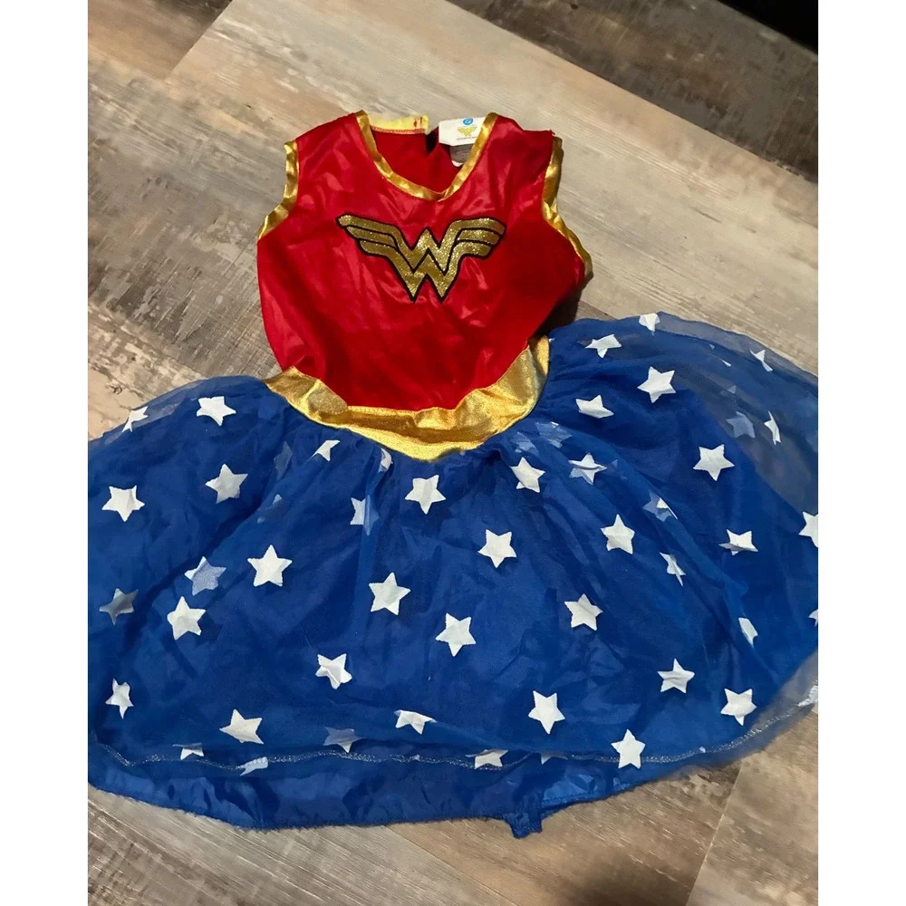 Rubies DC Comics Wonder Woman Costume Dress Kids Medium Red Blue Star Tutu
